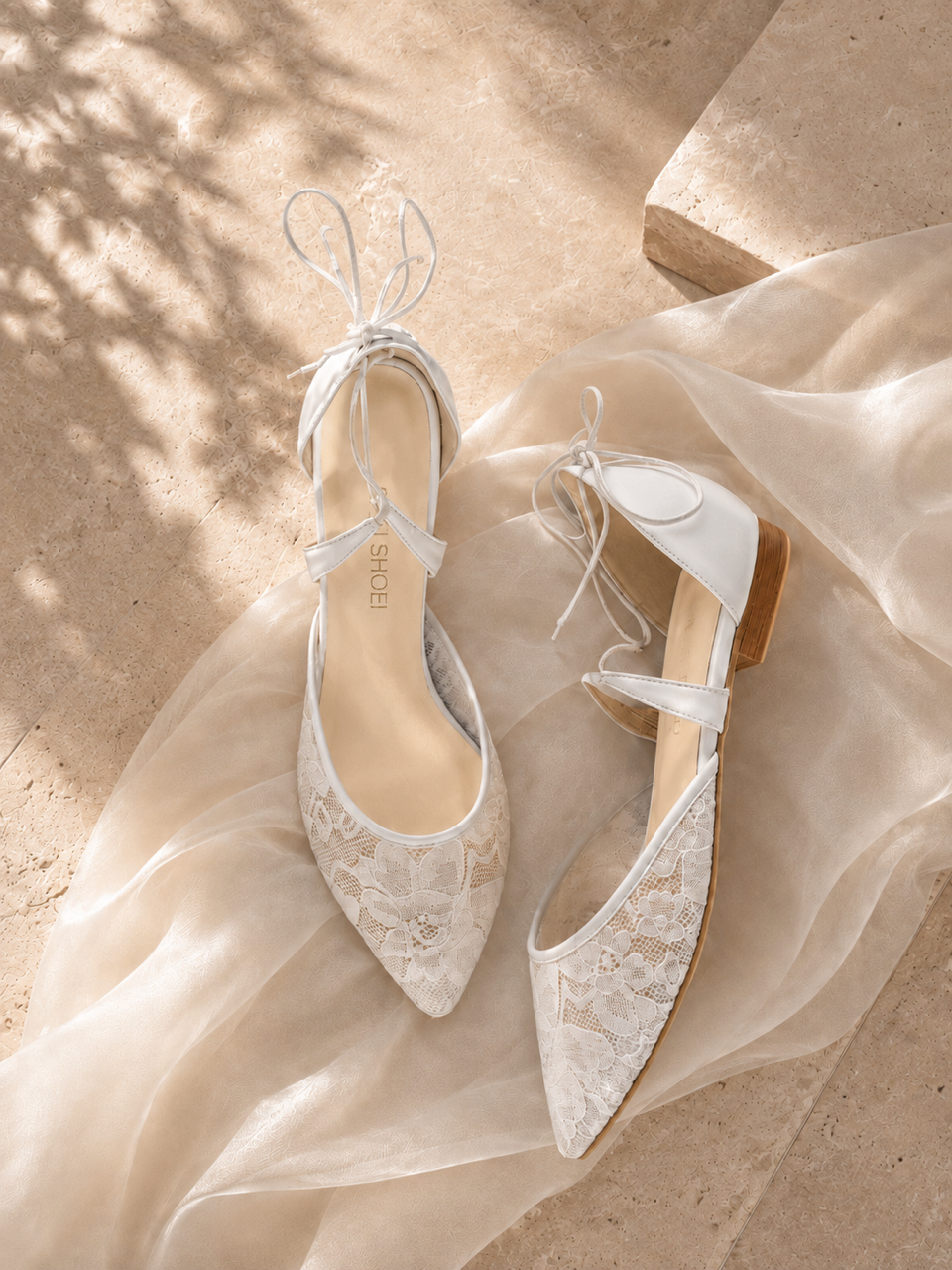 baletki-ślubne-płaskie-buty-slubne WANDA BOHO IVORY - obrazek 1