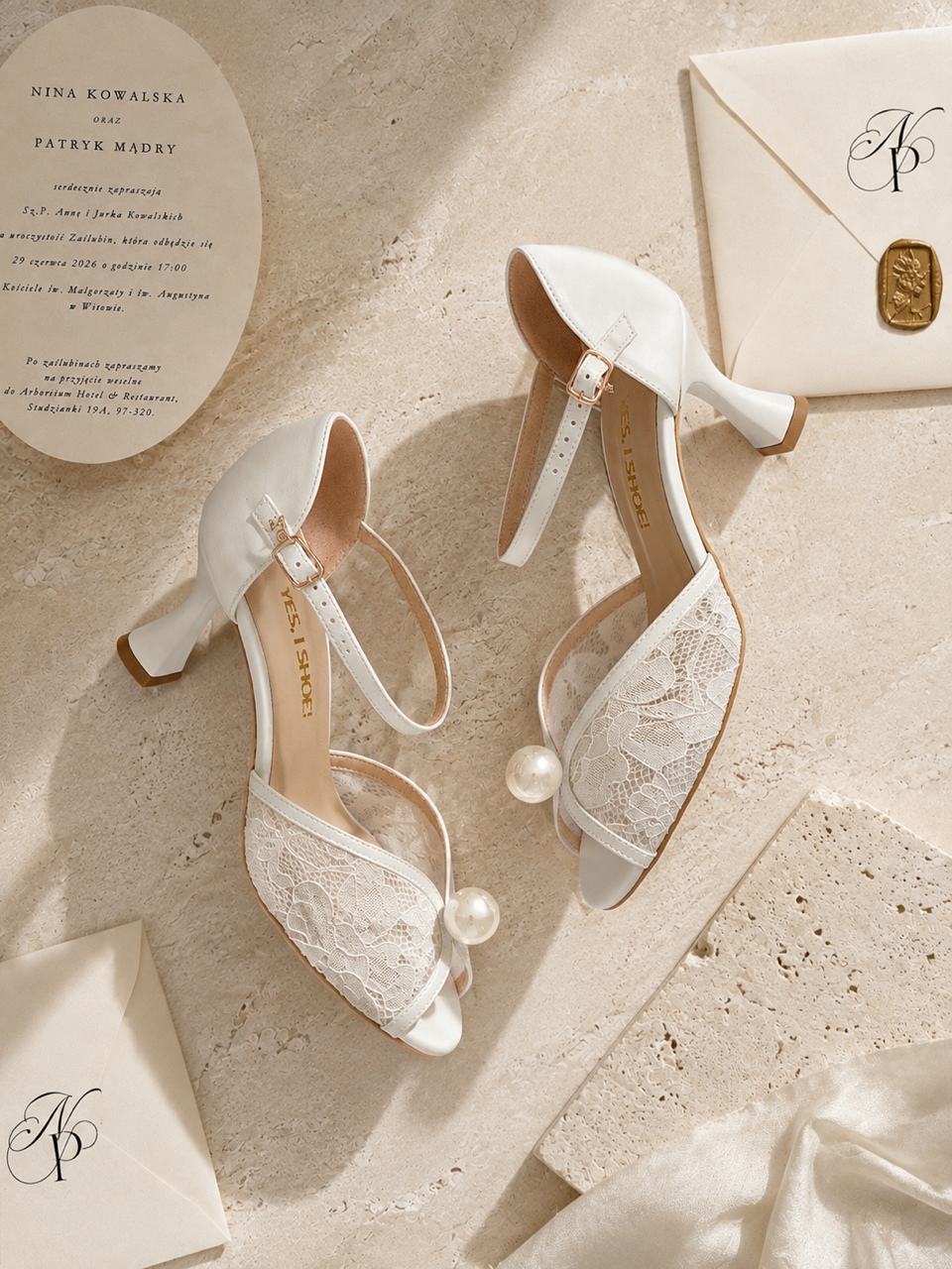 wygodne-buty-ślubne-skórzane-ivory-koronka DAPHNE BOHO IVORY - obrazek 1